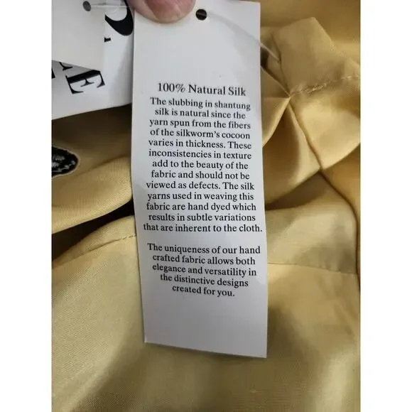 3202) Studio I Silk Yellow Black Butterfly Embroidery Cropped Pants Set Size 10 - Picture 9 of 9